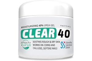 SCIENTIFIC SOLUTIONS GLOBAL CLEAR 40 Urea Cream 40 Percent for Feet Maximum Strength (4oz) | Softens Cracked Heels & Dry Skin Urea Cream 40 Percent - Tea Tree & Coconut Oil | Callus & Corn Treatment | Made in USA