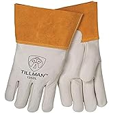 John Tillman and Co X-Large 12 12"" Pearl and Gold Heavy Duty Top Grain Cowhide Unlined MIGTIG Welders Gloves with 4"" Cuff and Kevlar Thread Locking Stitch (Carded)" (1350XL)