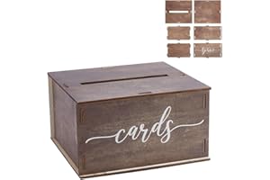 CRAFTYMELODY Wedding Card Box with Lid Wooden Greeting Card Storage Boxes Rectangle Keepsake Box with Slot for Wedding Party 
