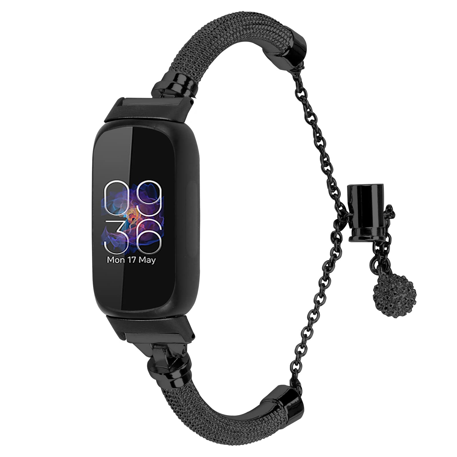 Gimuk Straps Compatible with Fitbit Inspire 2/Inspire HR/Ace 2 - Stainless Steel Metal Adjustable Replacement Wristband Strap Bracelet - Women's Small/Large (Black)