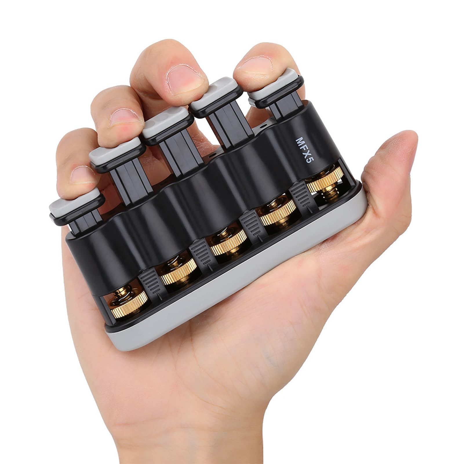Guitar Finger Exerciser, Hand Strengthener Trainer Tension Exerciser Grip Musical Instrument Accessory for Piano Guitar (Gray)