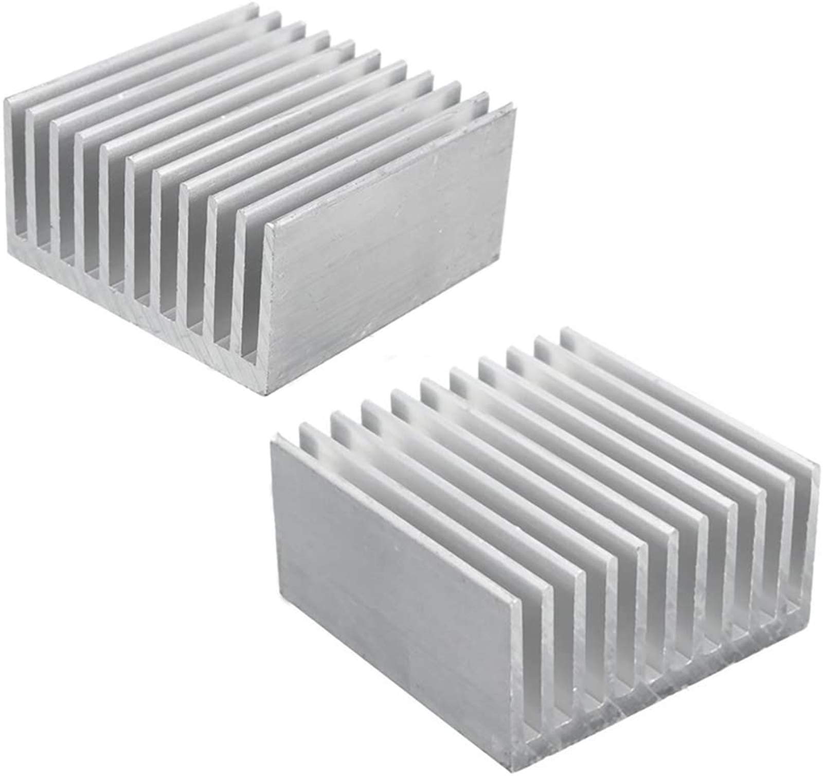 Kalolary Aluminum Chipset Heatsink Radiator Heat Sink Cooling Fin Silver for CPU LED Power Active Component 40 x 40 x 20mm (2 Pcs) -