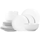 Anveena 16-Piece Dinnerware Set, Service for 4, Plates and Bowls Collection | Crafted from ceramic, ideal for family dinners and daily kitchen use; microwave and dishwasher safe.