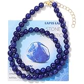 A-yeite Healing Crystal Necklace for Women Men Colorful 6mm Natural Stone Beaded Choker Gemstone Necklaces with Card Handmade Reiki Spiritual Jewelry Gift