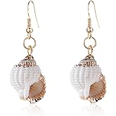 Aishgjia Tropical Beach Sea Jewelry Casual Natural Seashell Conch Drop Dangle Earrings for Women
