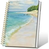 VONTP Coastal Beach Spiral Notebook, Ocean Beach Journal, Ocean Themed Gifts for Women, Coastal Beachy Landscape College Ruled Notebook Journal for Writing, 5.5x8.3