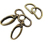 YIXI-SBest 20 Pcs 20mm Inside Diameter Oval Ring Lobster Clasp Claw Swivel with D-Rings for Strap Push Gate Lobster Clasps Hooks Swivel Snap Fashion Clips (Antique Brass 20mm)