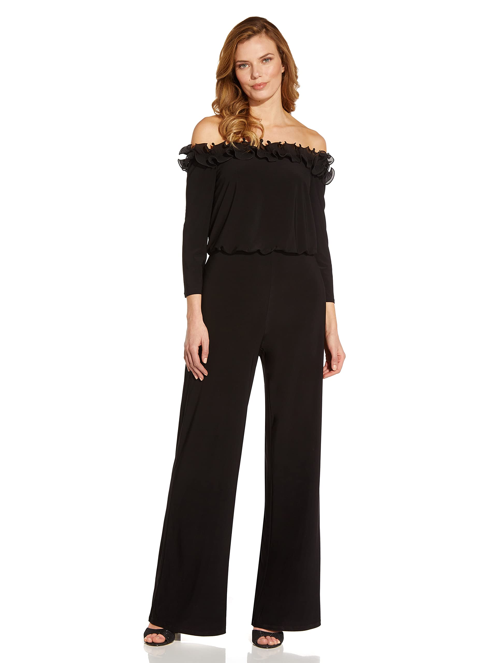 Photo 1 of Adrianna Papell Women's Ruffled Blouson Jumpsuit, Black, 10