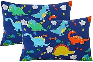 Wellboo Dinosaur Pillow Cases Kids Toddler Green Pillow Shams Queen Cotton Boys Girls Forest Jurassic Pillow Protectors Cute Cartoon Animals Comforter Pillowcases Green Luxury Organic Printing Bed