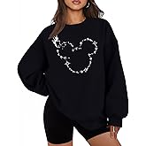 UYIQL Magical Kingdom Sweatshirts for Women Oversized Castle Graphic Pullovers Crewneck Long Sleeve Tops