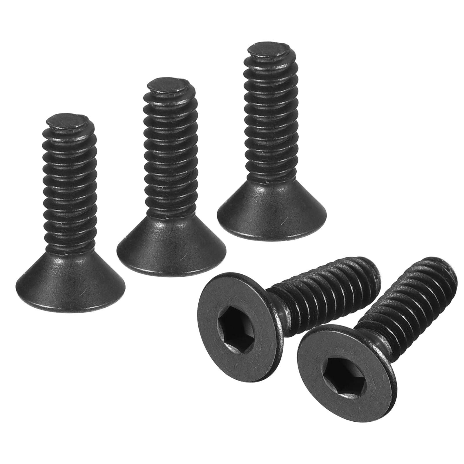 uxcell #5-40x3/8" Flat Head Socket Cap Screws, 10.9 Grade Carbon Steel Hex Socket Countersunk Flat Head Screw Bolts Machine Screws Fasteners, Fully Threaded, Black Oxide, 20Pcs