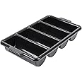 Restaurantware-21.9 x 14.2 x 3.5 Inch Silverware Organizer, 1 Crack-Resistant Cutlery Tray - 4 Compartments, Built-In Handles, Black Plastic Utensils Drawer Holder, For Kitchen Organization