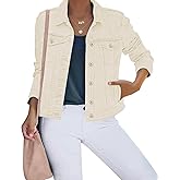 luvamia Women's Basic Button Down Stretch Fitted Long Sleeves Denim Jean Jacket