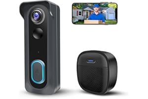 KAMEP Doorbell Camera Wireless with Chime,2.4G WiFi Smart Video Doorbell with Voice Changer, Voice Message,PIR Motion Detection, Night Vision, 2-Way Audio, Compatible with Alexa&Google Assistant