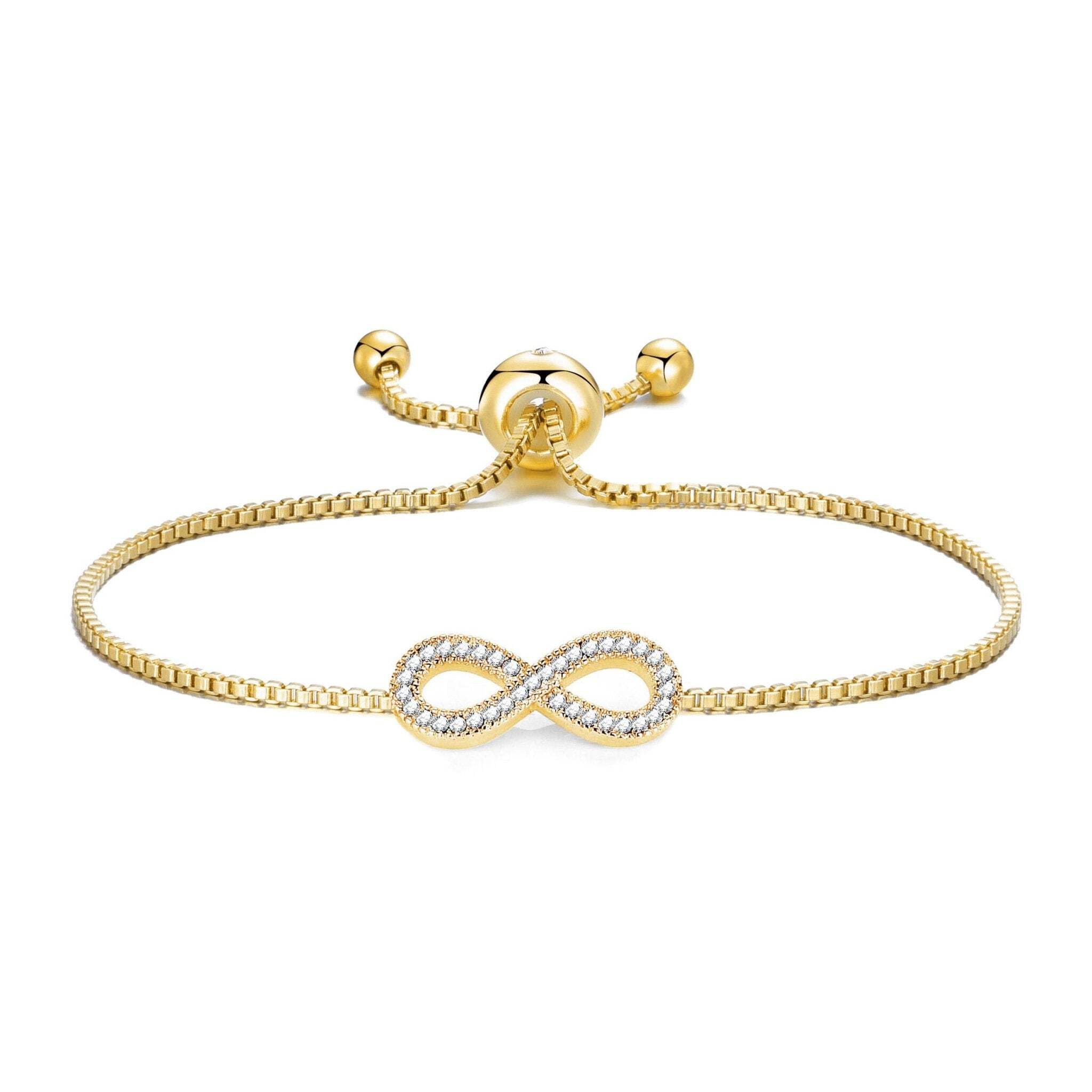 Philip Jones 18k Gold Plated Infinity Friendship Slider Bracelet Created with Zircondia® Crystals