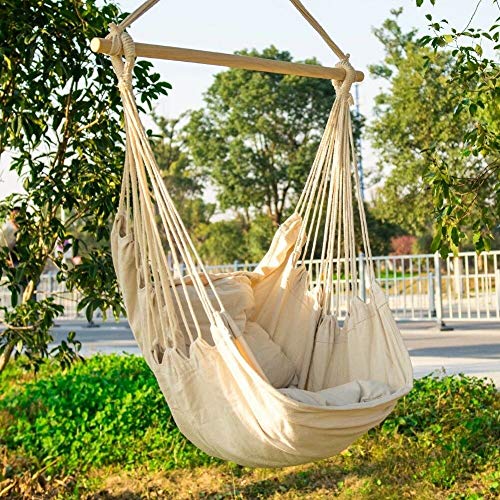 image for hatisan Hammock Chair Hanging Rope Swing Seat for Indoor Outdoor, Stur
