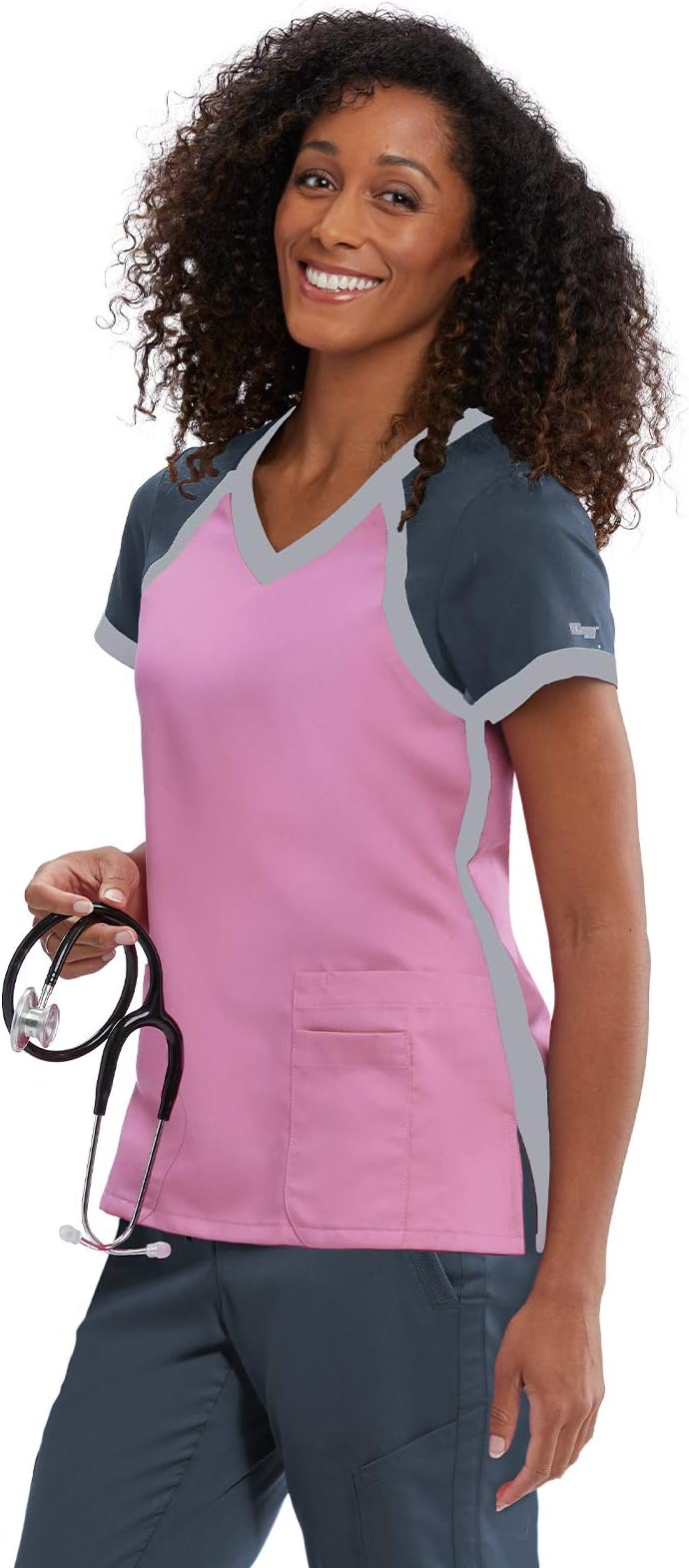 BARCO Grey's Anatomy 41435 Women's 3-Pocket V-Neck Color Block Scuba Scrub Top