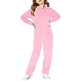 rrhss Girls Onesie Pajamas Kids Zip Up Hooded Flannel Blanket Sleeper with Pockets 5-14 Years