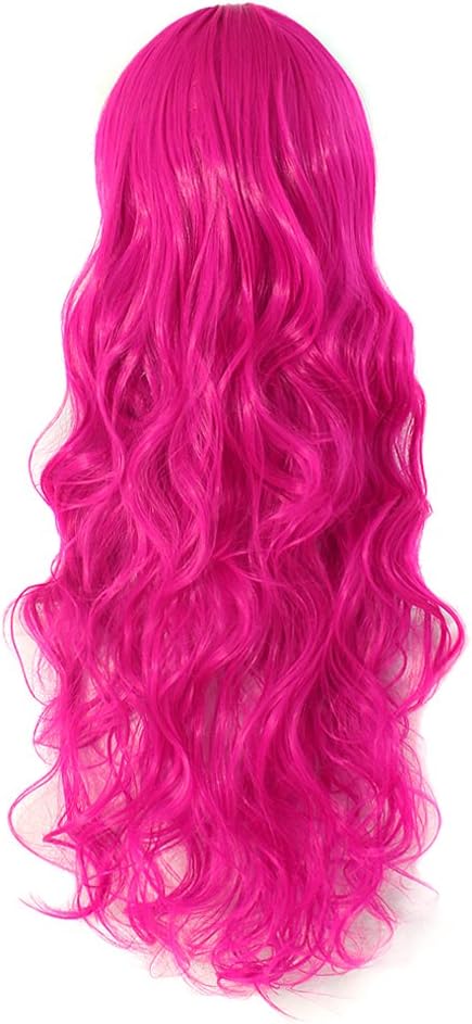 MapofBeauty 70cm Long Pink Wavy Cosplay Party Wig (Pink), 70 cm (Pack of 1) - Image 3