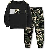 Qetobolly Boys Clothes Long Sleeve T-shirt and Camouflage Pants 2PC Fall Winter Outfits Kids Clothes Boys for 6-16 Years