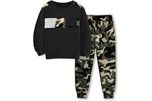 Qetobolly Boys Clothes Long Sleeve T-shirt and Camouflage Pants 2PC Fall Winter Outfits Kids Clothes Boys for 6-16 Years