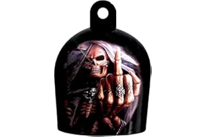 JUNERAIN Cowbell Horn Cover,Harley Custom Skull Cowbell Horn Cover,Terrible Motorcycle Cowbell Horn Cover Decoration,Motorcycle Accessories,Harley Custom Made Biker Gifts. (Color : Middle finger grim Reaper)