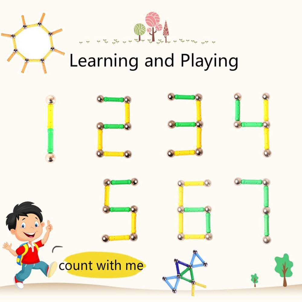 Blocs de Construction 206 Pièces Magnétique Bâtons Educational Toys Set (206pcs)