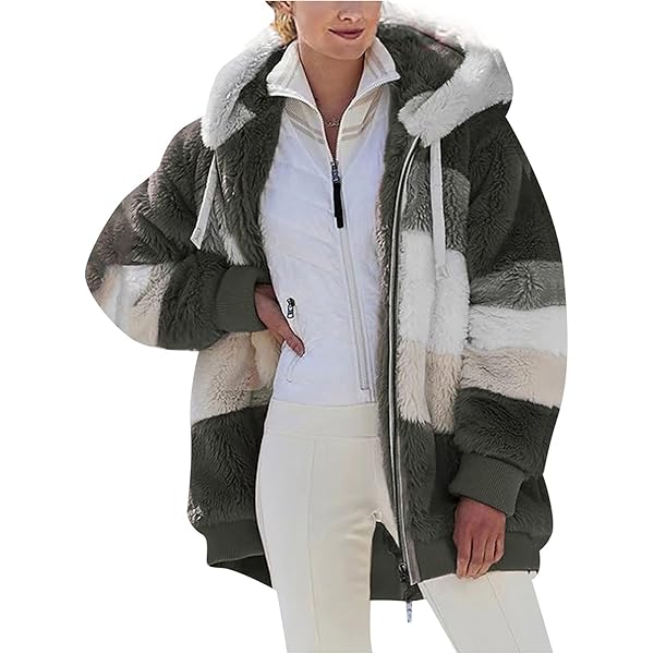 Sherpa Lined Jacket Women Fuzzy Plus Size Zip Up Hoodie Soft Comfy
