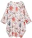 olrain Women's Floral Print Sheer Chiffon 3/4 Bat Sleeve Casual Loose Kimono Cardigan Capes (Small, Red-1)