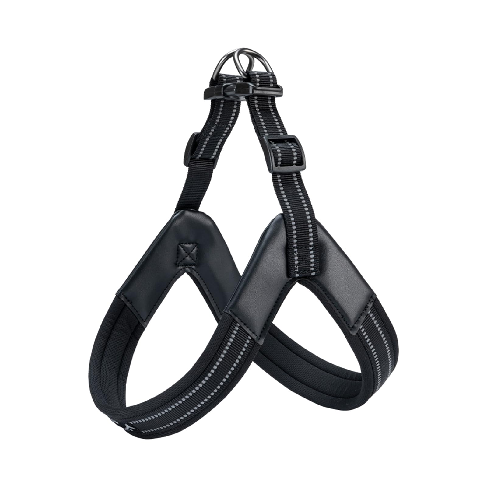 EXCELLENT ELITE SPANKER No Pull Dog Harness Step-in Adjustable Reflective Vest Soft Padded Easy Pet Chest Strap with Leash Clips for Small Medium Large Dogs Walking Training(L-BLK)