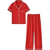 Umeyda Boys 100% Cotton Pajamas Short Sleeve and Long Pants 2-Piece PJ Set Kid Sleepwear Ages 4-12