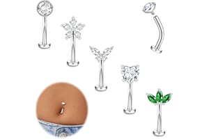 MILACOLATO Belly Button Ring - 14G Surgical Steel Belly Bars Hypoallergenic Internally Threaded Floating Navel Piercing Jewel