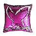 Play Tailor Sequin Pillow Cover Cushion Covers 16x16in Flip Sequins Decorative Throw Pillow Case, Silver and Fuchsia