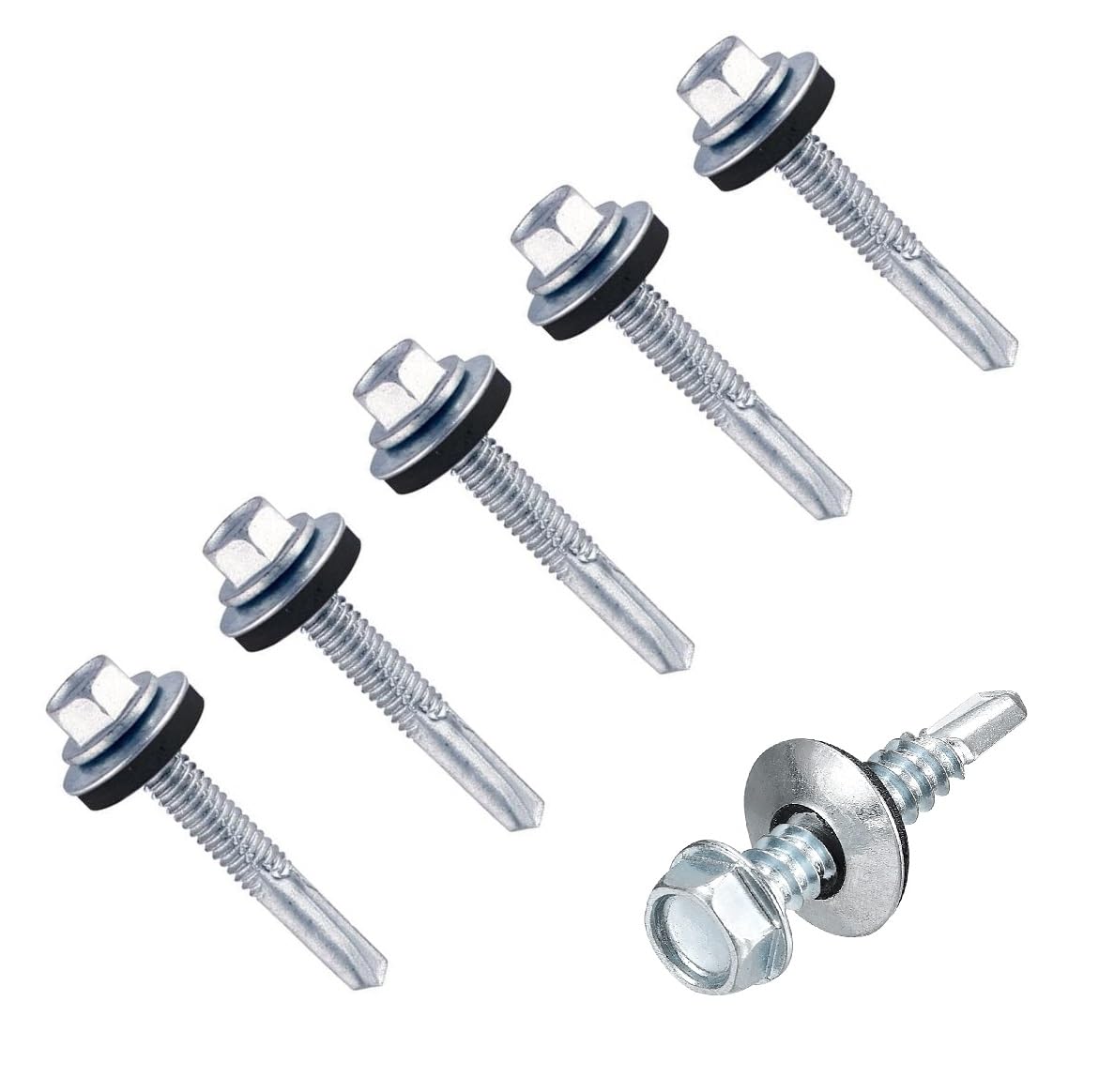 TERF® Heavy Duty Sheet to Steel Roofing Screw 5.5mm X 55mm (No.12 X 2.1/4) Hex Head With EPDM Sealing Washer Self Drilling Self Tapping Roofing Screw - Pack of 25