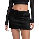 UTNISAN Women's Faux Suede Mini Skirt Stretchy Mid Wasit A-Line Party Short Skirt