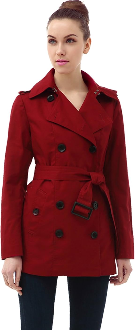 women's short red trench coat