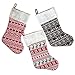 Gift Boutique Set of 3 Christmas Stockings Holiday Stocking, Red White and Grey Colors with Reindeer, Tree, Heart and Snowflake Design