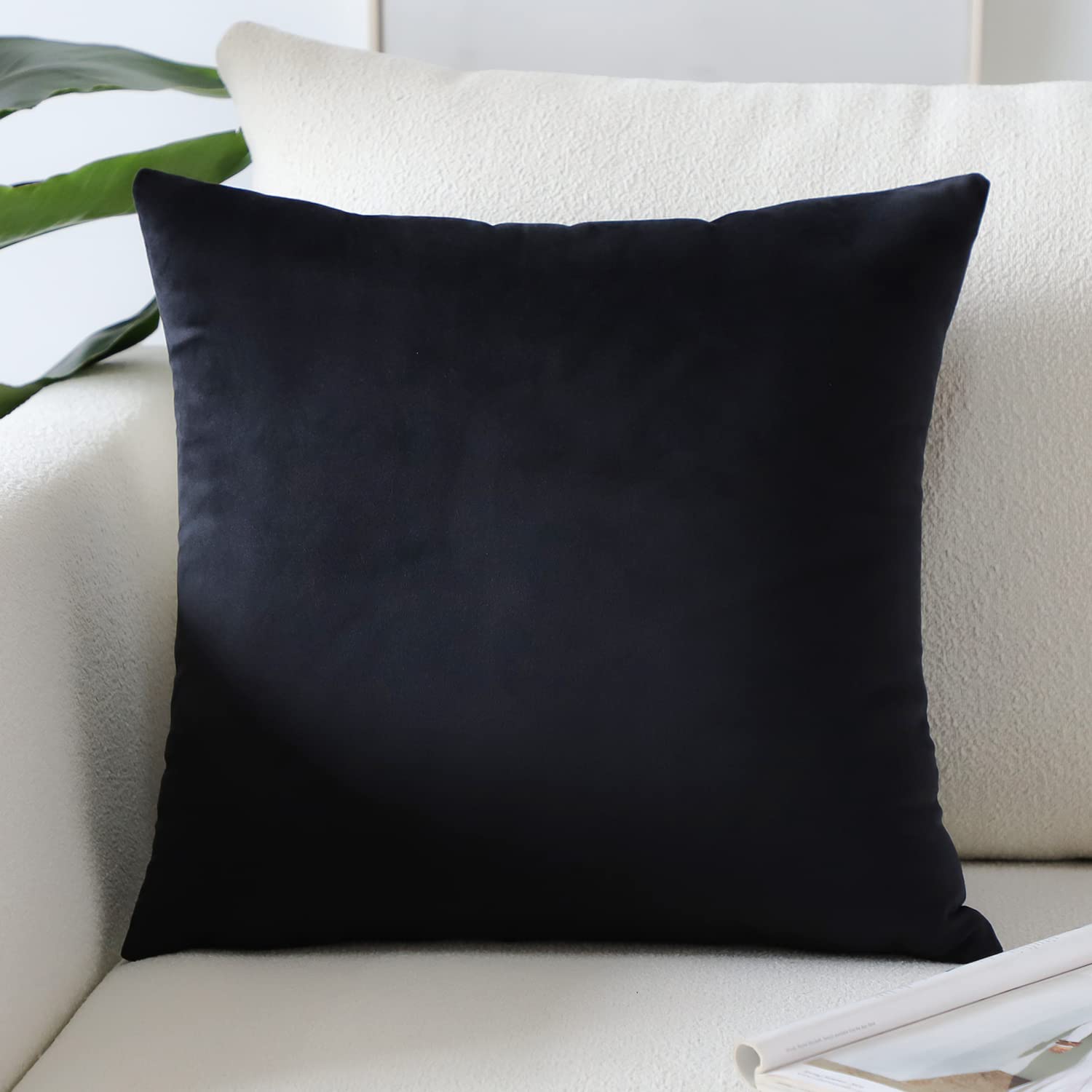 Photo 1 of Artscope Luxury Velvet Pillow Covers Super Soft Decorative Square Throw Pillow Covers Case Cushion Covers for Sofa Couch Bedroom Car Decor 16x16 Inch Black