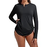 baleaf Rash Guard for Women Long Sleeve Swim Shirt UPF 50+ Swimsuits Top for Women with Kangaroo Pocket