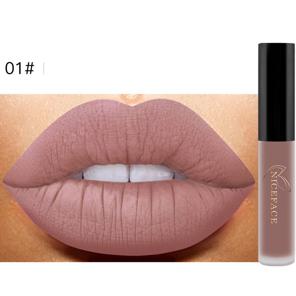 foreverH Matte Lipstick 26 Colors Waterproof Long Lasting Lip Gloss Non-Stick Cup Liquid Lipstick Durable Nude Makeup (01# A)