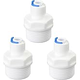 AimatRun 3/4" Male to 1/4" PE Tube Push-to-Connect Straight Adapter | Ideal for RO water purifier connections, garden hoses, pre-filtration systems, and standard plastic adapters (3-Pack)