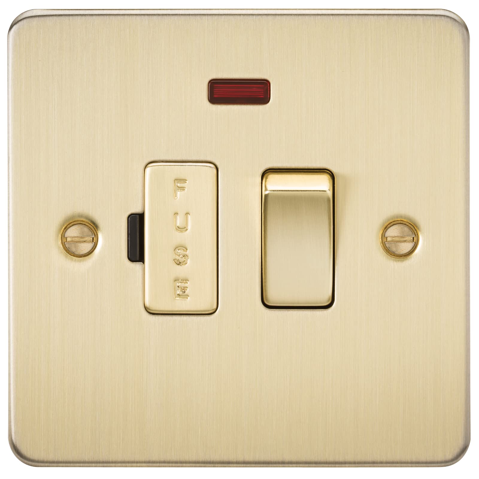 Knightsbridge FP6300NBB 13 A Flat Plate Switched Fused Spur Unit with Neon, Brushed Brass
