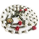 Our Lady of Guadalupe Mother of Pearl and Red Rose Rosary - Catholic Rosary - Rosarios Catolicos - Catholic Gifts Women - Regalos Catolicos Para Mujer
