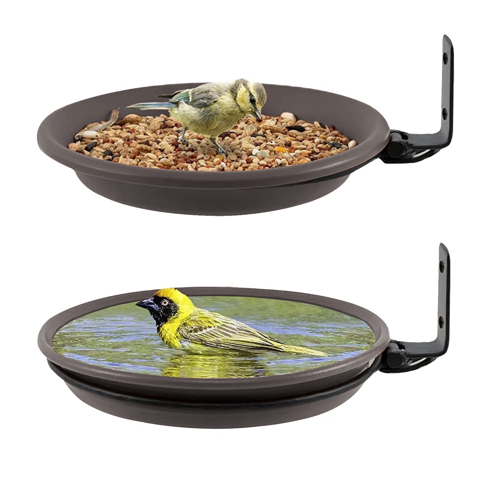 2 Piece Bird Bath for Garden, Wall Mounted Bird Feeder, Hanging Bird Bath, Fence Deck Bird Feeder Tray, Attracting Wild Birds, Bird Table Bird Water Feeder for Installed on Trees,Balcony,Outdoor Walls