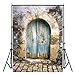 FUT 3D Retro Cement Wall Blue Door & Brick Floor Less Crease Backdrop Background