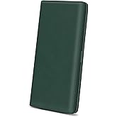 Immaturus Womens Wallet, Blue Green Slim Thin RFID Blocking Card Wallets, Bifold PU Leather Credit Card Holder Organizer, Cute Cash Clutch Long Billfold with Zipper Coin Pocket Ladies Girls Gift