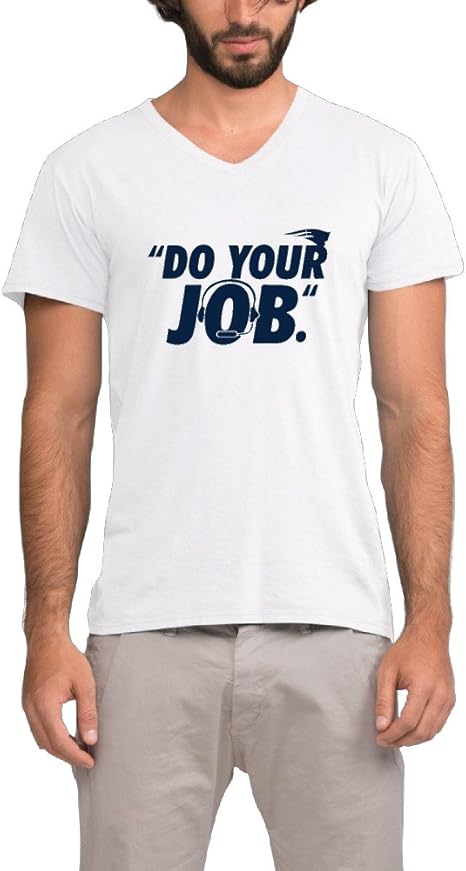 Amazon.com: Cool Men's Do Your Job Patriots V-Neck T-shirt XXL White: Clothing
