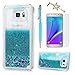 Badalink Note 5 Case, Samsung Galaxy Note 5 Case - Quickstand Flowing Liquid Floating Bling Glitter Sparkle Stars Hard PC Cover Cute Ultra Slim-Fit Protective Cover Stylus Pen Dust Plug Blue