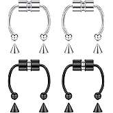 D.Bella Magnetic Fake Septum Nose Ring Hoop Stainless Steel Non-Pierced Faux Lip Ear Nose Body Jewelry for Women Men