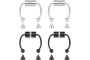 D.Bella Magnetic Fake Septum Nose Ring Hoop Stainless Steel Non-Pierced Faux Lip Ear Nose Body Jewelry for Women Men